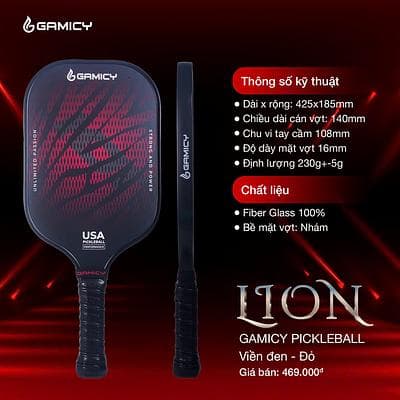 Vợt Pickleball Lion Gamicy  - Màu Đen Đỏ