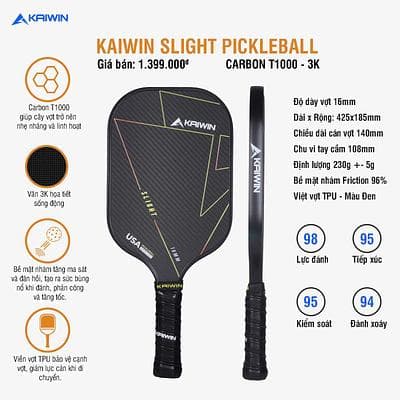 Vợt Pickleball Slight T1000 - Màu Đen