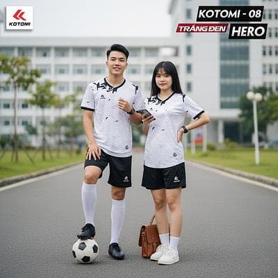 Quần Áo Bóng Đá KOTOMI  - HERO (KTM - 08) - Màu Trắng Đen