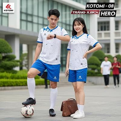Quần Áo Bóng Đá KOTOMI  - HERO (KTM - 08) - Màu Trắng Xanh Bích