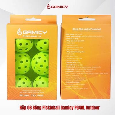 Hộp 6 Bóng Tập luyện Pickleball Gamicy Ngoài Trời 40 Lỗ