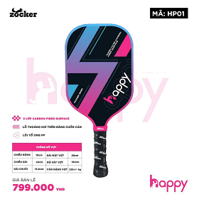 Vợt Pickleball Zocker Happy HP1 Standard Thunder Black - Tím