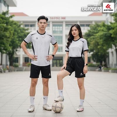 Quần Áo Bóng Đá KOTOMI  - BURGER (KTM - 05) - Màu Xám Trắng