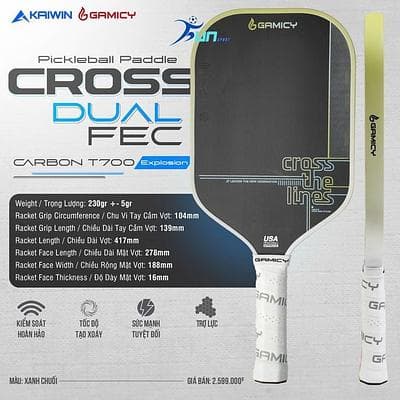 Vợt Pickleball Gamicy Cross G-Pro Series 16mm - Xanh Lá 