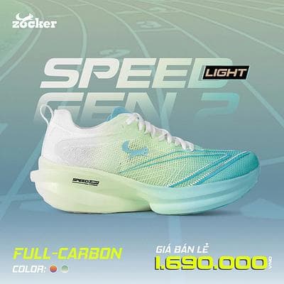 Giày Chạy Bộ Zocker Speed Light Gen 2 Full Carbon  - Trắng Xanh