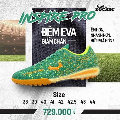 Giày Bóng Đá Zocker Inspire PRO - Màu Xanh Rêu