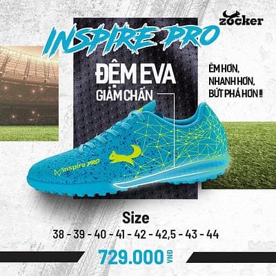Giày Bóng Đá Zocker Inspire PRO - Màu Xanh Ya Đậm