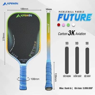 Vợt Pickleball Kaiwin Future 3K 16mm  - Xanh Lá
