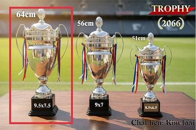 Cup Bóng Đá VT2066A Bạc- 64Cm