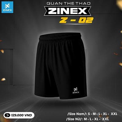 Quần Short Zinex - 02 (Z02 - Nam) - Màu Đen