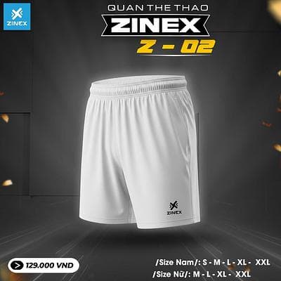 Quần Short Zinex - 02 (Z02 - Nam) - Màu Trắng