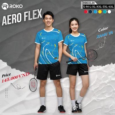Áo Cầu Lông ROKO - AERO FLEX (CL - 04) - Nam - Xanh Ya