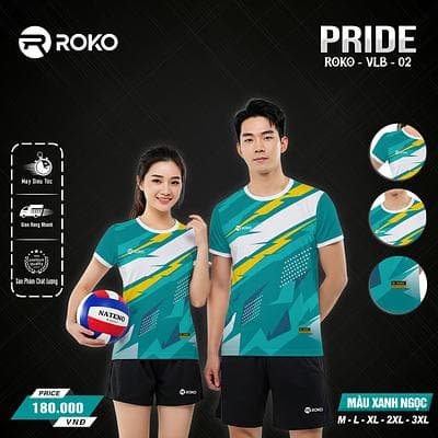 Quần Áo Bóng Chuyền ROKO - PRIDE - (VLB - 02) - Nữ - Xanh Real