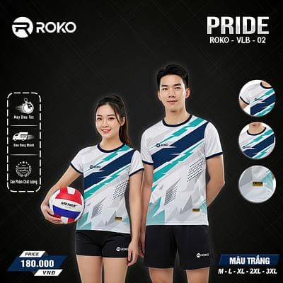 Quần Áo Bóng Chuyền ROKO - PRIDE - (VLB - 02) - Nữ - Trắng