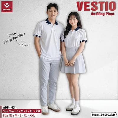 Áo Đồng Phục CHP - 01 (VESTIO) - Nữ - Trắng Tím Than