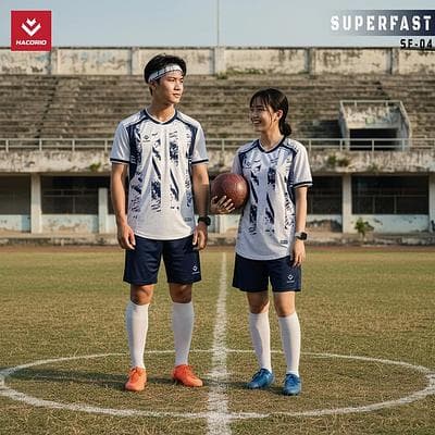Quần Áo Bóng Đá HACORIO - Super Fast - 04 (SF - 04) - Màu Trắng - Tím Than