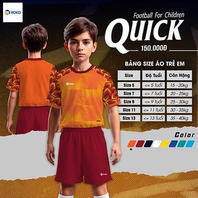 Quần Áo Bóng Đá ROKO - QUICK (ROKO - 02) Trẻ Em