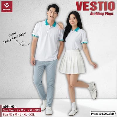 Áo Đồng Phục CHP - 01 (VESTIO) - Nữ - Trắng Xanh Ngọc