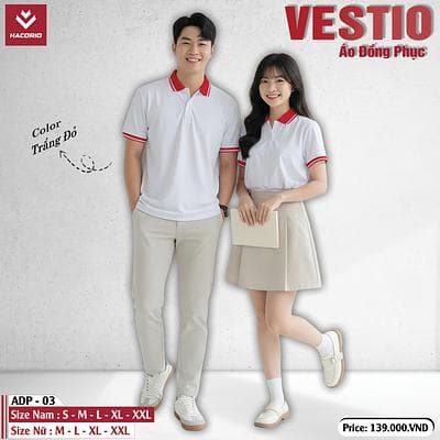 Áo Đồng Phục CHP - 01 (VESTIO) - Nữ - Trắng Đỏ