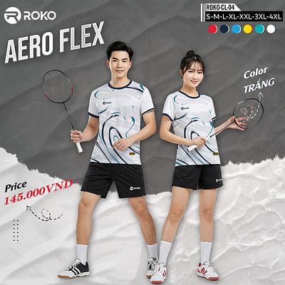 Áo Cầu Lông ROKO - AERO FLEX (CL - 04) - Nam - Trắng