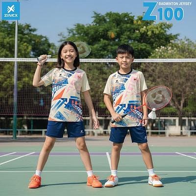 Áo Cầu Lông, Bóng Chuyền Zinex - Z100 (Trẻ em) - Kem