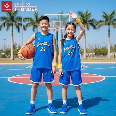 Quần Áo Bóng Rổ Trẻ Em HACORIO - THUNDER (BKB - 02) - Xanh Bích