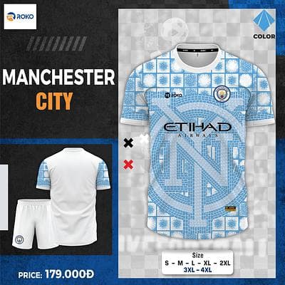 Quần Áo Bóng Đá CLB Man City Training - Training 02 - Màu Xanh MC