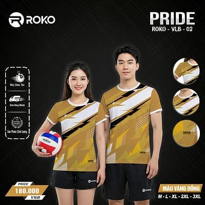 Quần Áo Bóng Chuyền ROKO - PRIDE - (VLB - 02) - Nữ - Vàng Đồng