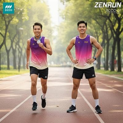 Áo Chạy Bộ Sát Nách ZICCO - ZENRUN (ZICCO - RZIC - 01) - Tím
