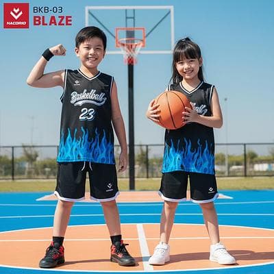 Quần Áo Bóng Rổ Trẻ Em HACORIO - BLAZE (BKB - 03) - Đen Xanh