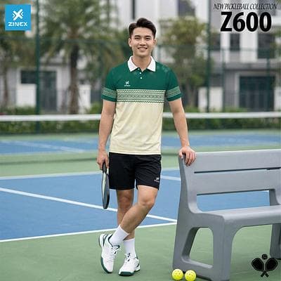 Áo Cầu Lông, Pickleball Zinex - Z600 (Nam) - Xanh Ve Chai