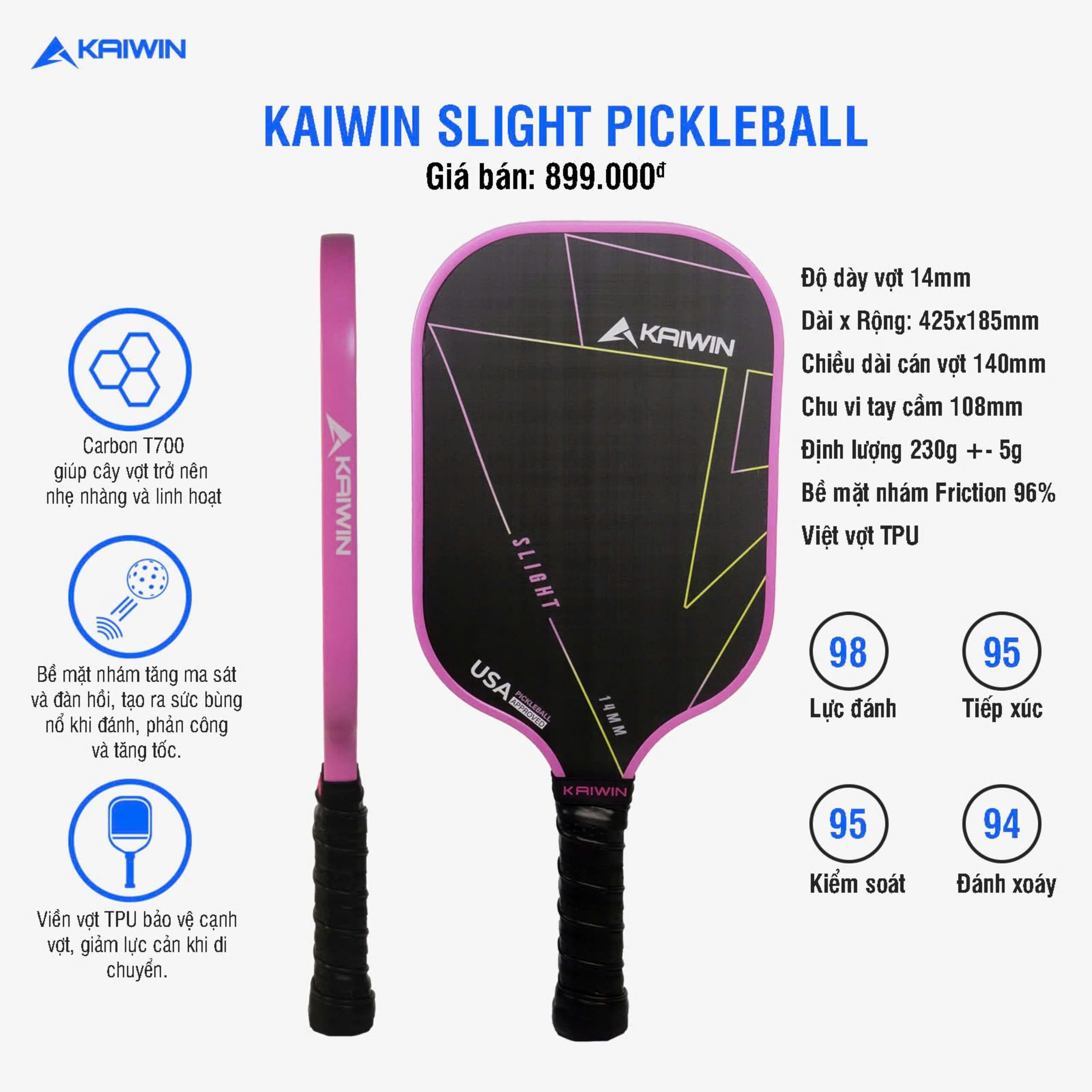 Vợt Pickleball Slight T700 - Màu Hồng