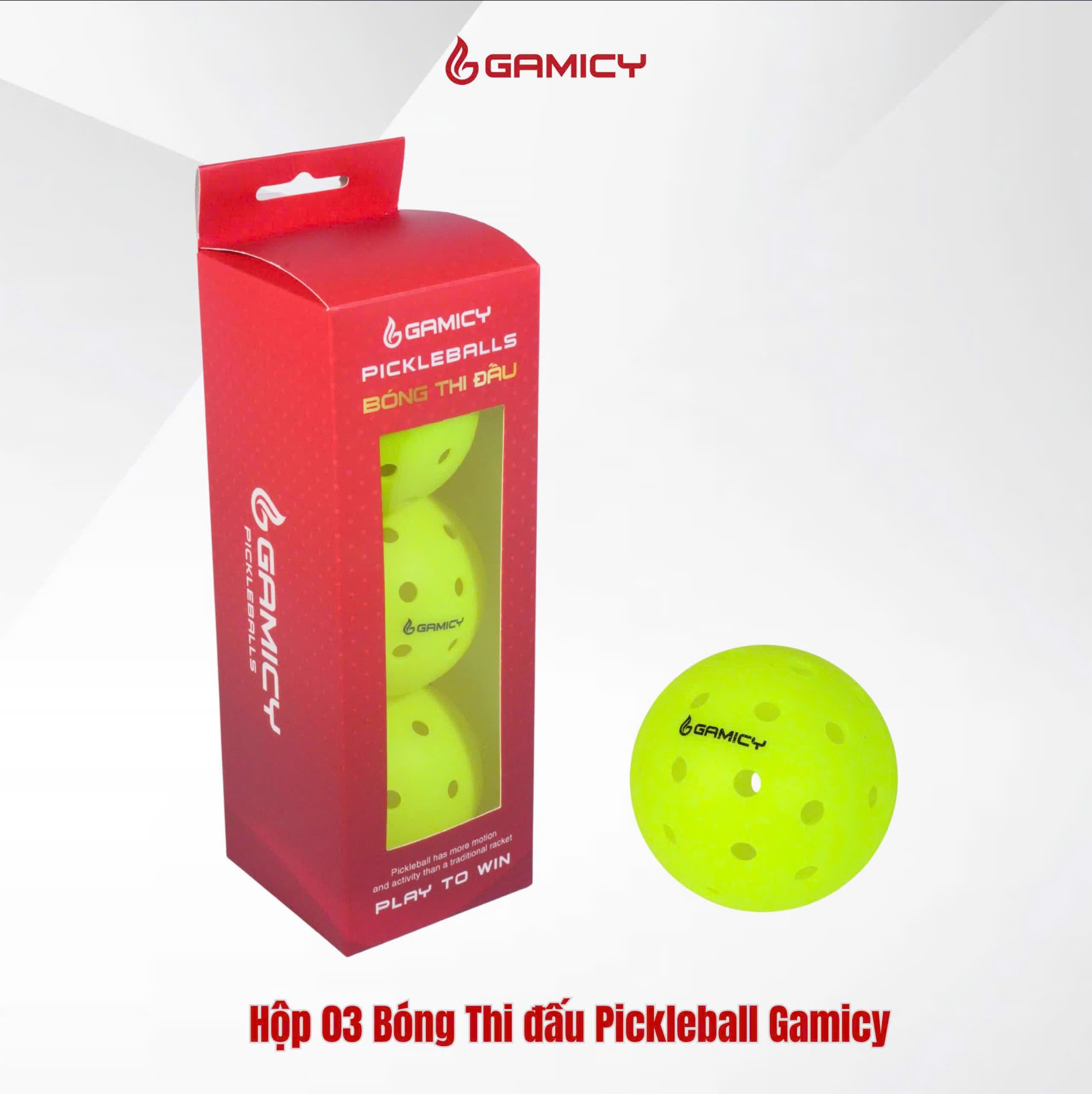 Hộp 03 Quả Bóng Thi Đấu Pickleball Gamicy 40 Lỗ - Màu Xanh Chuối