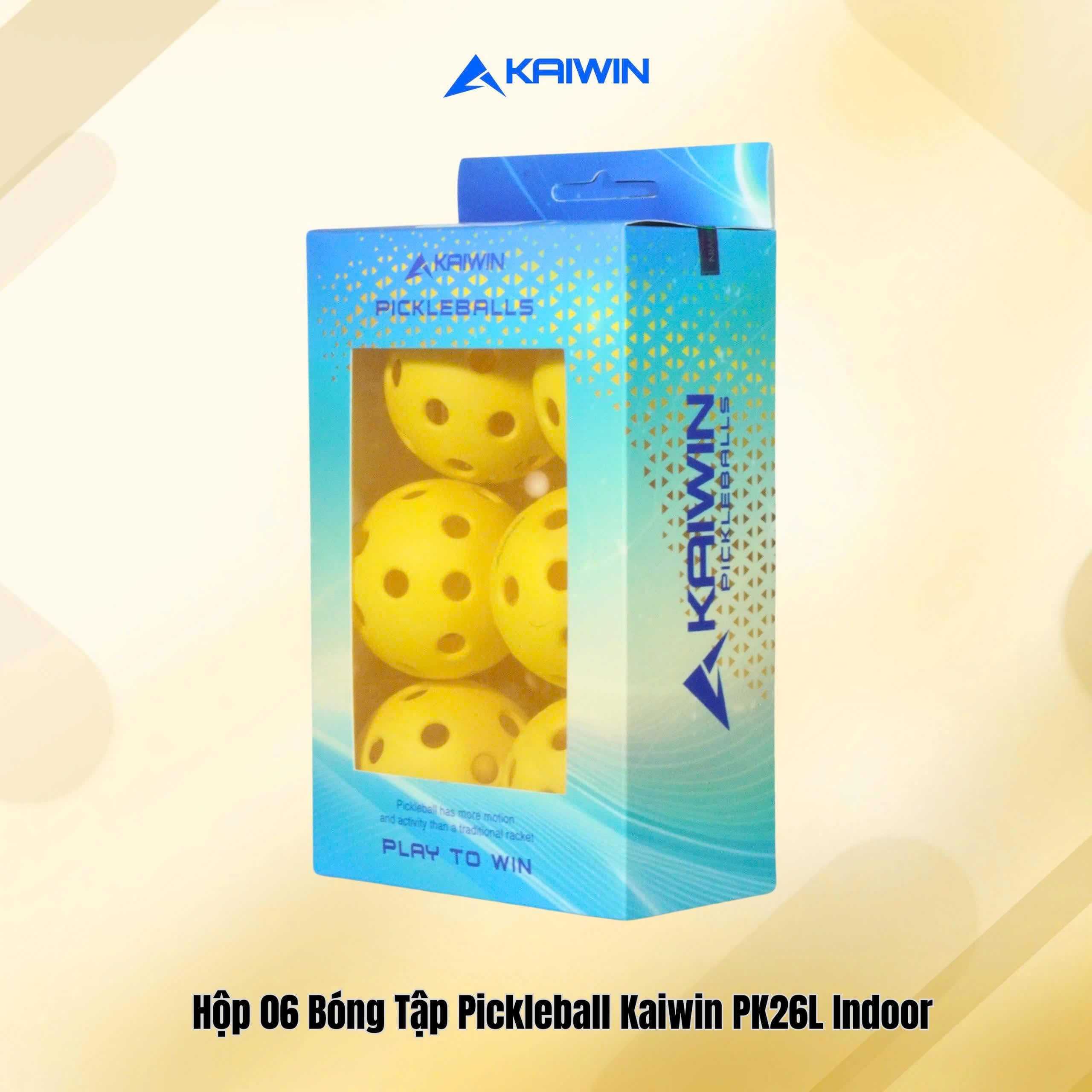 Hộp 6 Bóng Tập Luyện Pickleball Kaiwin 40 Lỗ - Màu Vàng