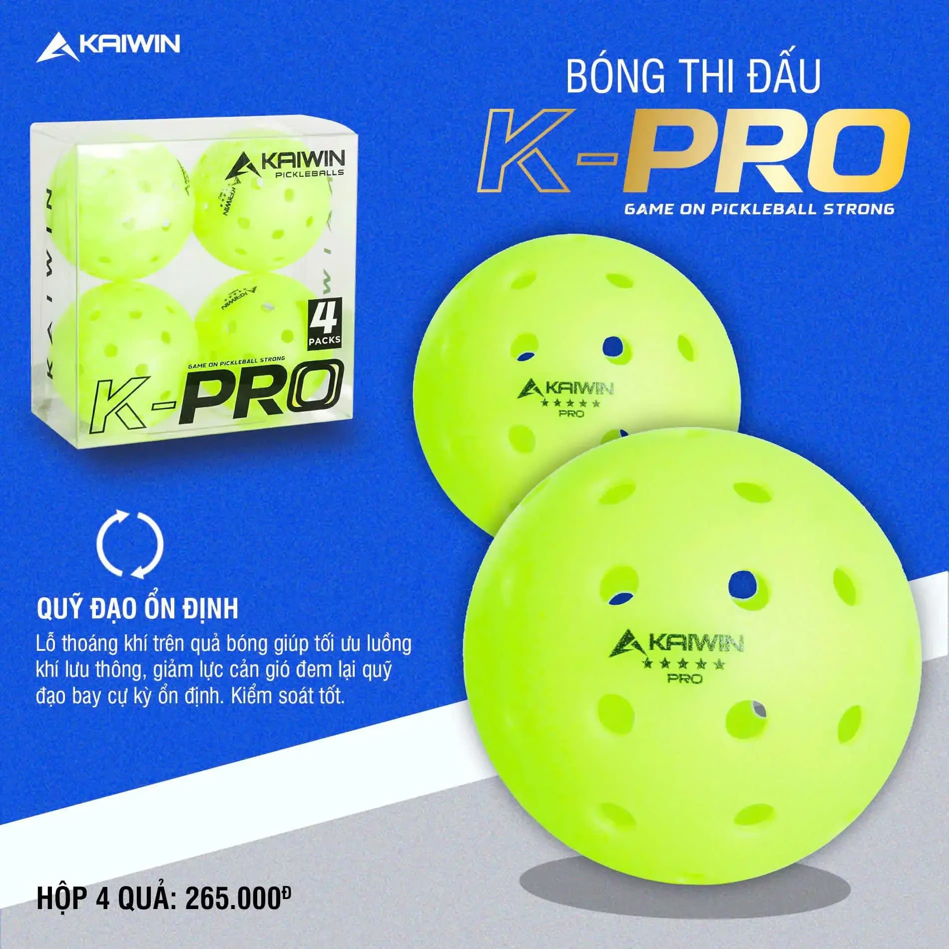 Bóng thi đấu Kaiwin – Pro (Hộp 4 quả) - Xanh