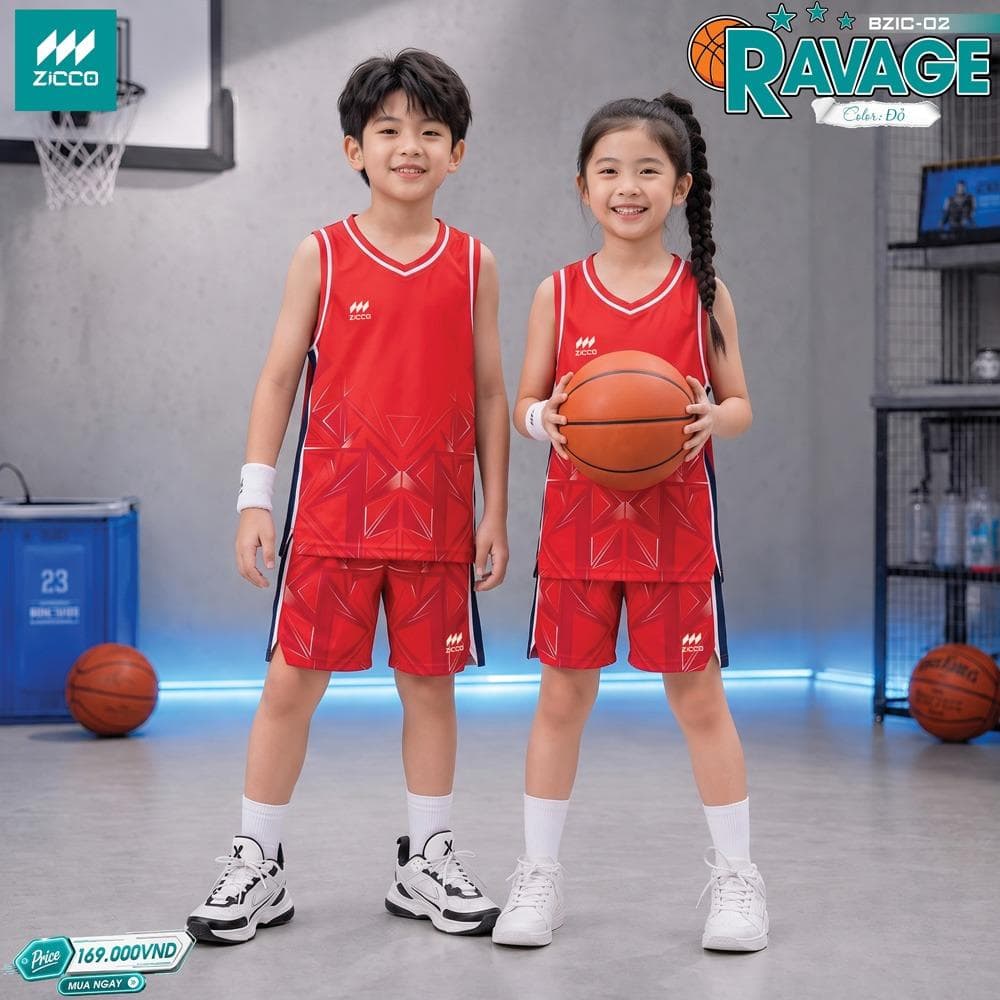 Quần Áo Bóng Rổ ZICCO - RAVAGE Trẻ Em (BZIC-02) - Đỏ