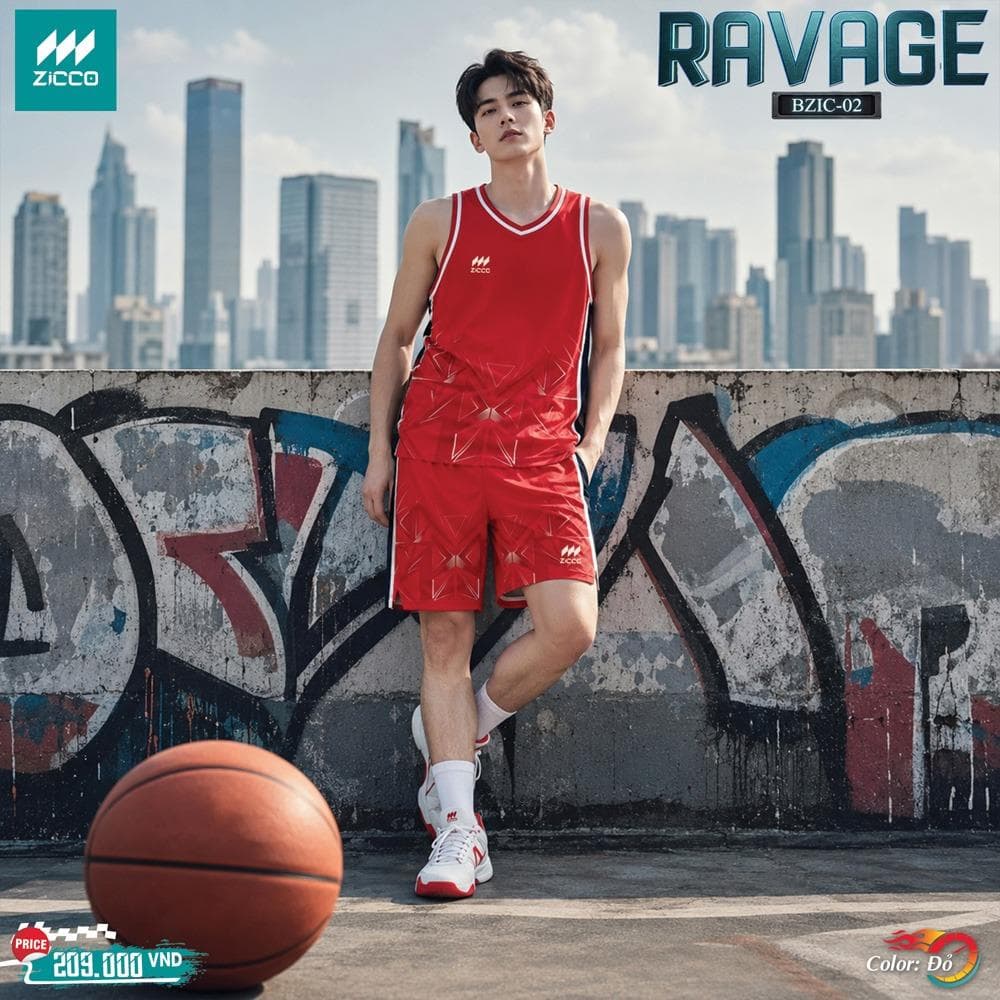 Quần Áo Bóng Rổ ZICCO - RAVAGE Người Lớn (BZIC-02) - Đỏ