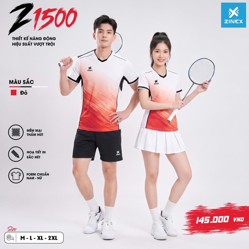 Áo Pickleball, Áo Cầu Lông ZINEX - Z1500 Nam - Đỏ