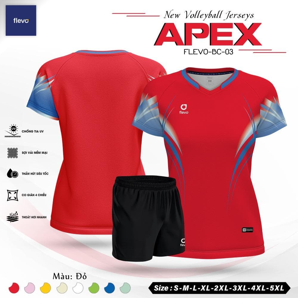 Quần Áo Bóng Chuyền APEX Nữ (FLEVO-BC-03) - Đỏ