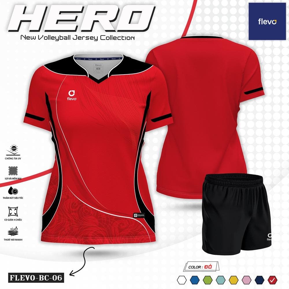 Quần Áo Bóng Chuyền HERO Nữ (FLEVO-BC-06) - Đỏ