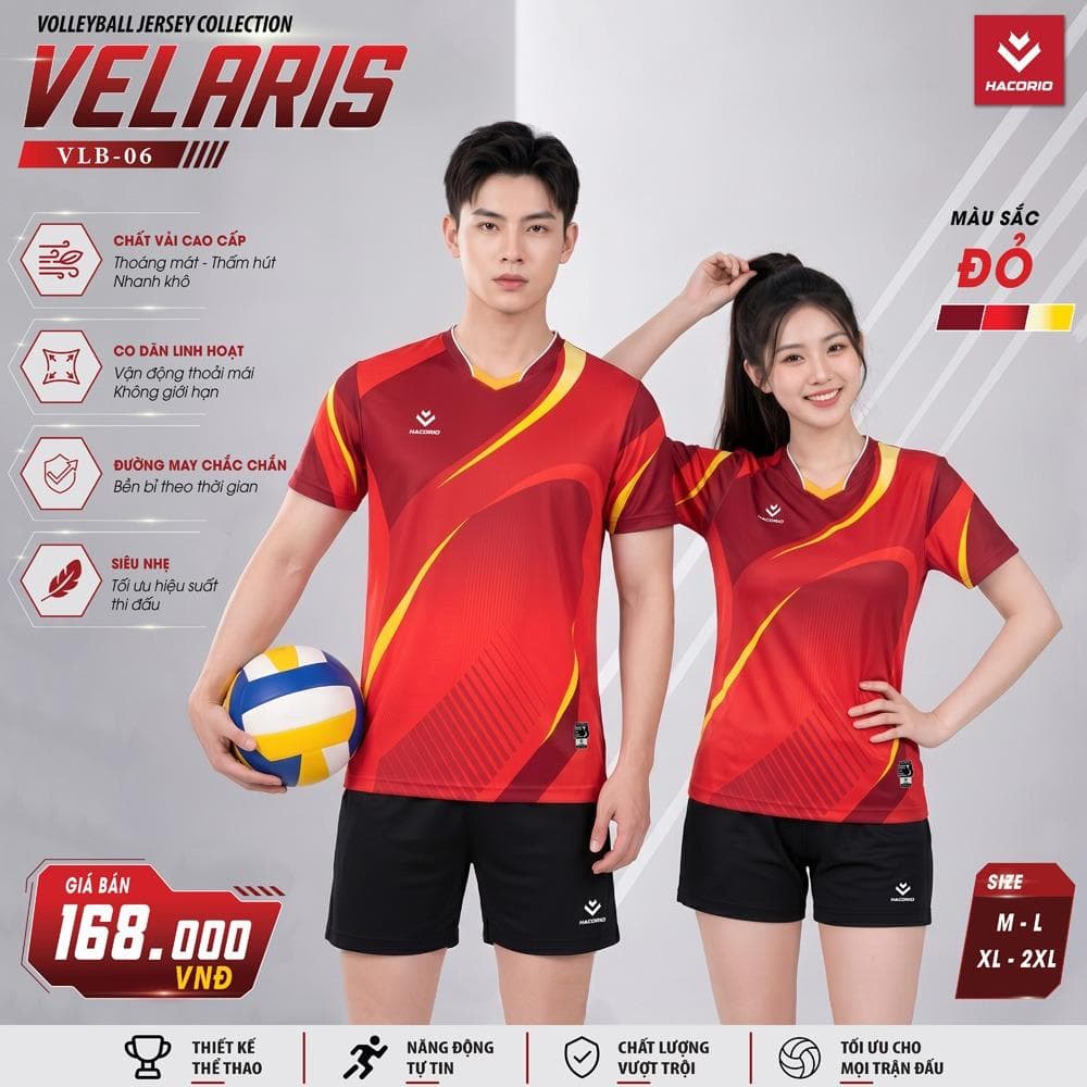 Quần Áo Bóng Chuyền HACORIO - VELARIS (VLB - 06 - NAM) - Đỏ