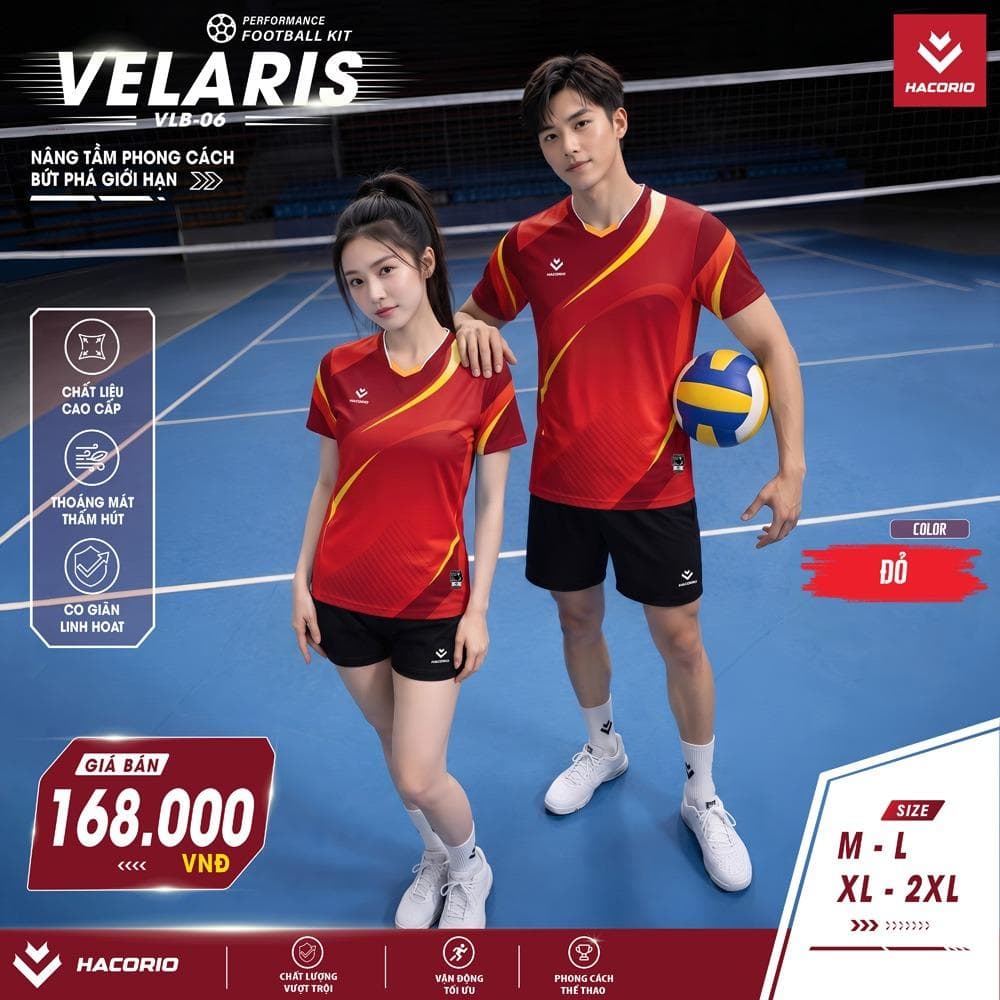 Quần Áo Bóng Chuyền HACORIO - VELARIS (VLB - 06 - NỮ) - Đỏ