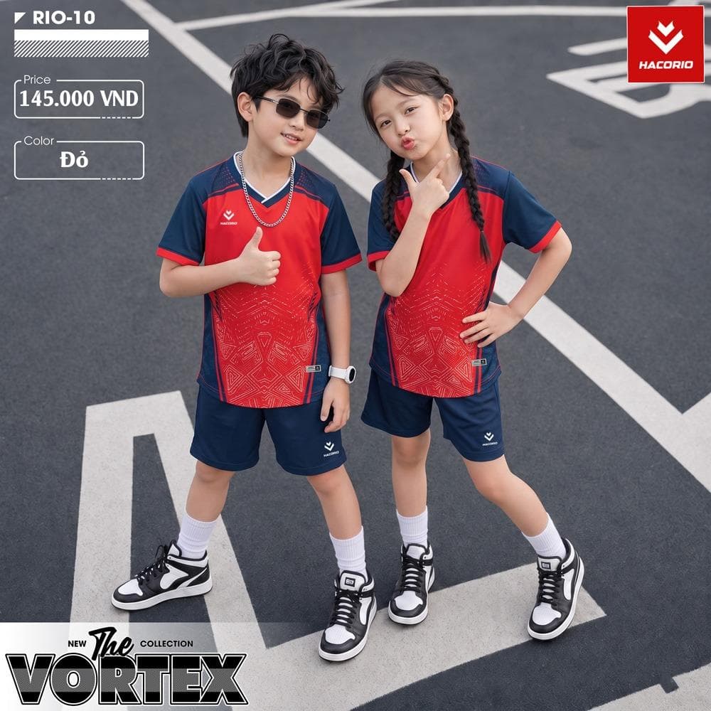 Quần Áo Bóng Đá HACORIO - RIO - VORTEX (RIO - 10) TRẺ EM - Đỏ