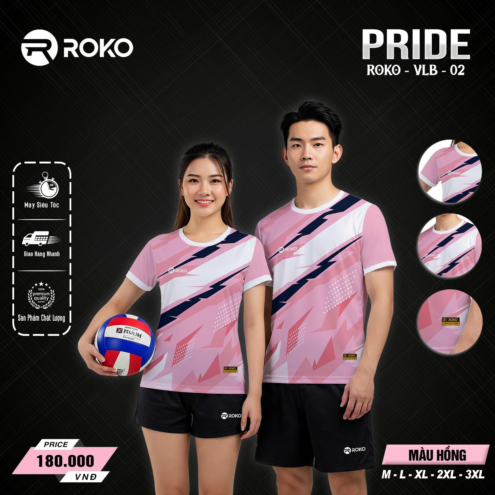 Quần Áo Bóng Chuyền ROKO - PRIDE - (VLB - 02) - Nữ - Hồng