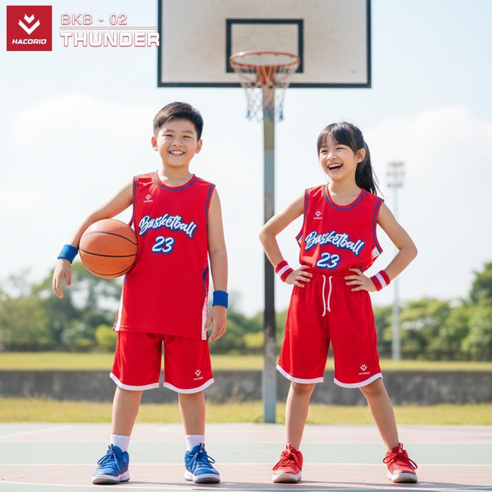 Quần Áo Bóng Rổ Trẻ Em HACORIO - THUNDER (BKB - 02) - Đỏ