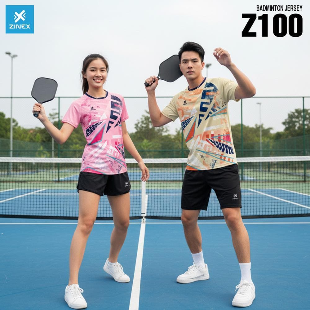 Áo Cầu Lông, Bóng Chuyền, Pickleball Zinex - Z100 (Nam - Kem