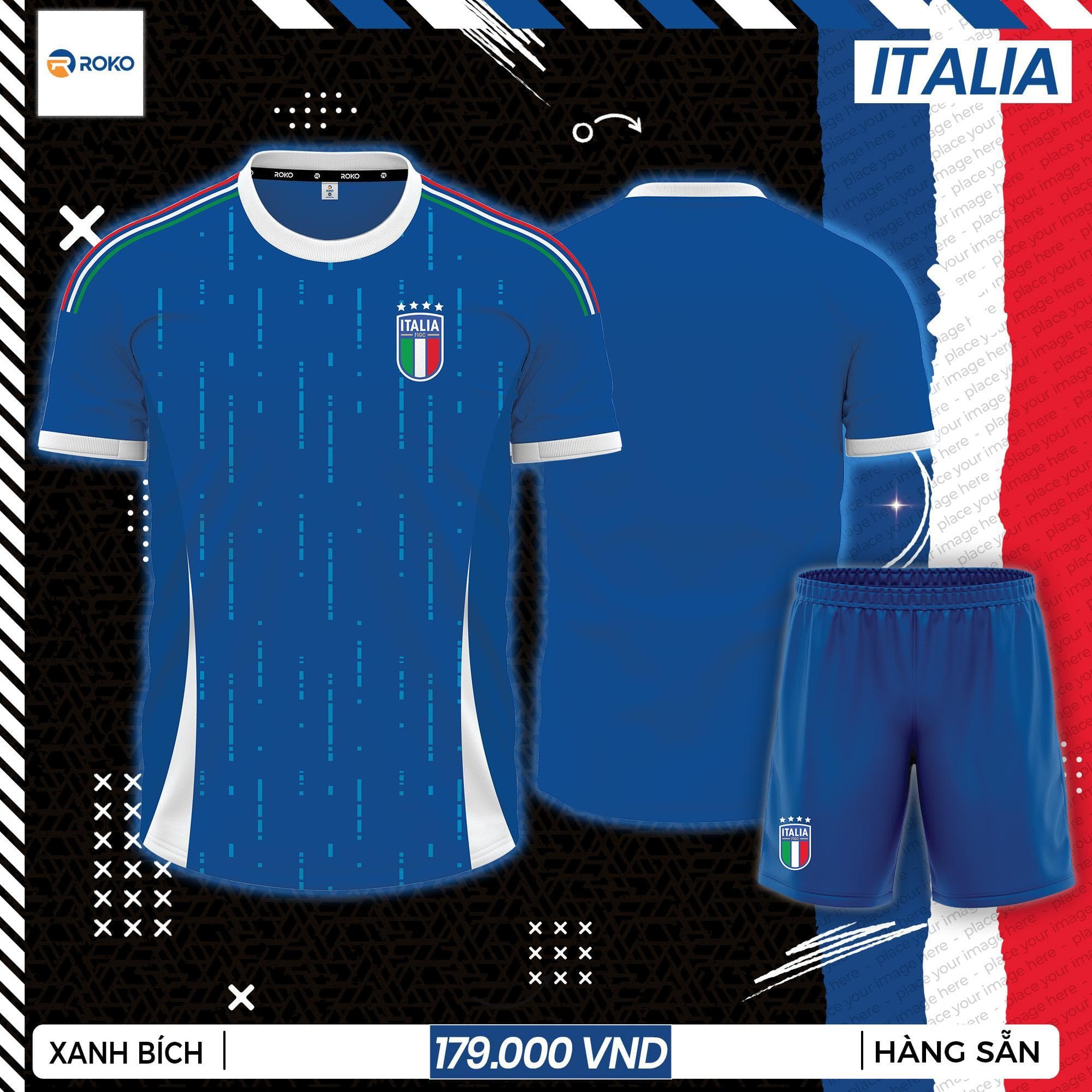 Quần Áo Bóng Đá Đội Tuyển Italia - ITALIA 01 - Màu Xanh Bích