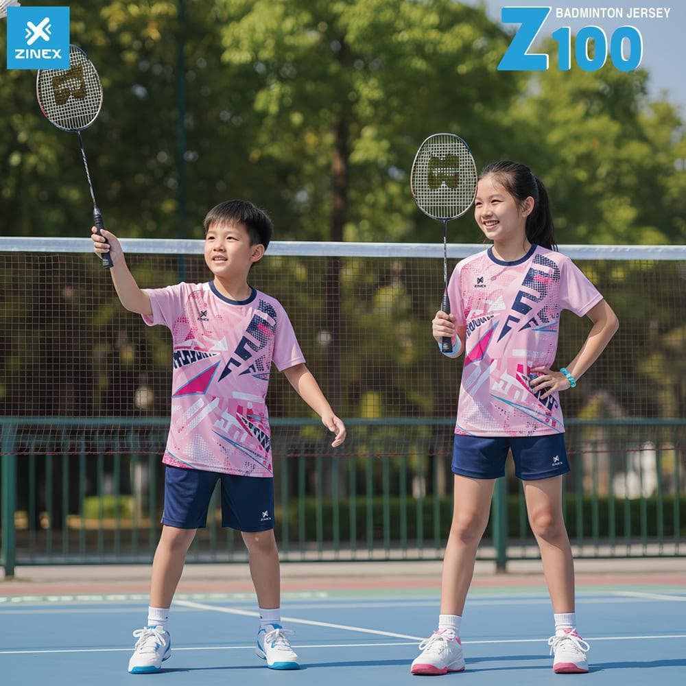 Áo Cầu Lông, Bóng Chuyền Zinex - Z100 (Trẻ em) - Hồng Nhạt