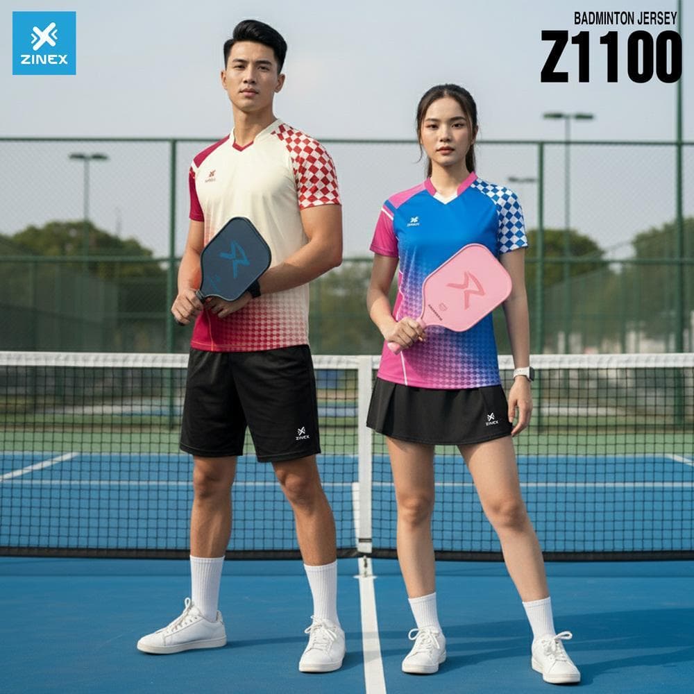Áo Cầu Lông, Bóng Chuyền, Pickleball Zinex - Z1100 (Nữ) - Hồng Đậm